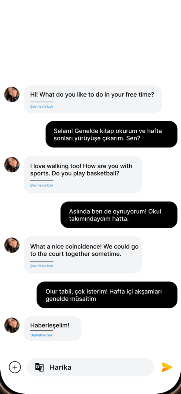Understand someone writing in another language, in the same chat